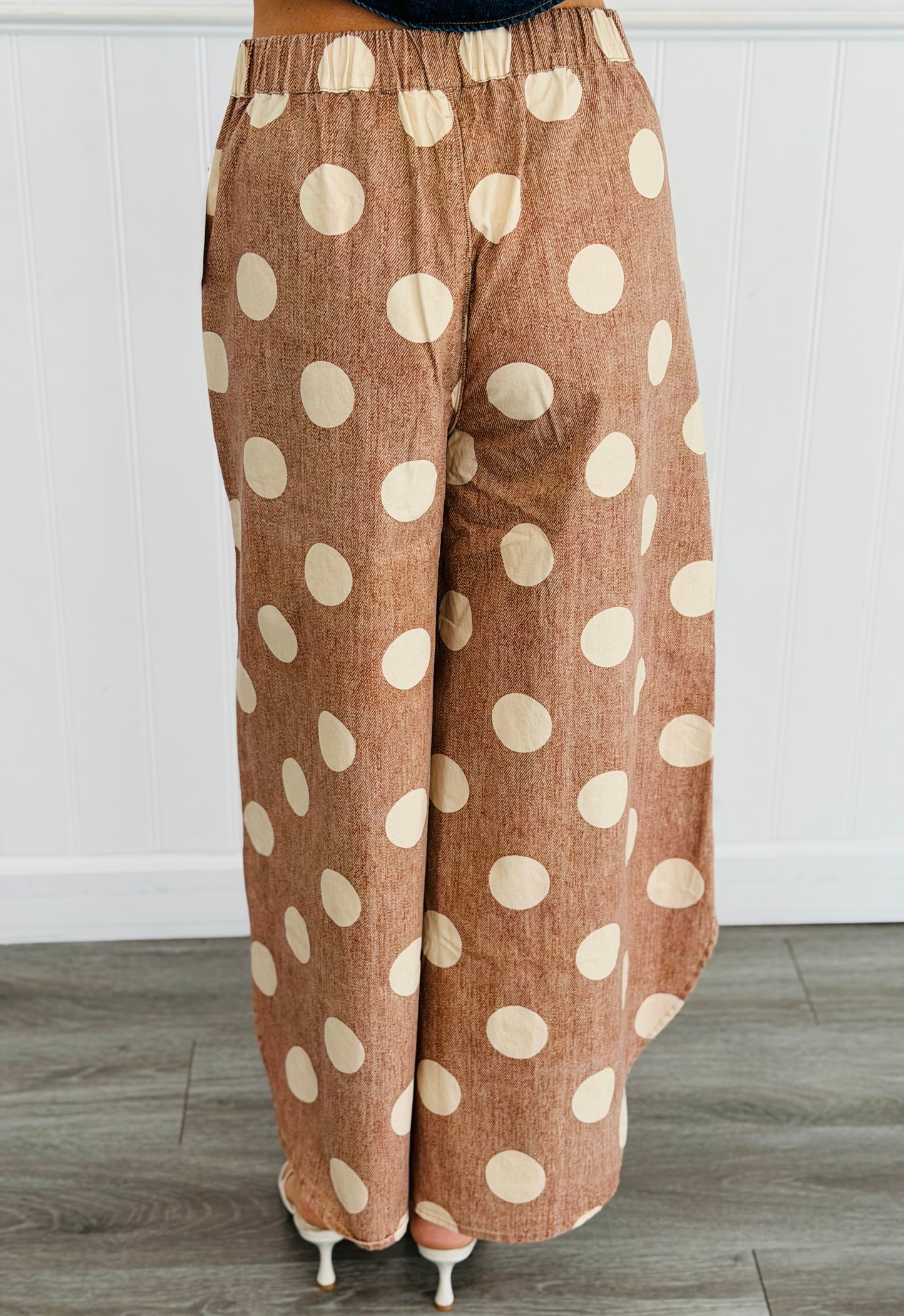 Mocha/Oatmeal Polka Dot Tulip Hem Pants (Reg.)