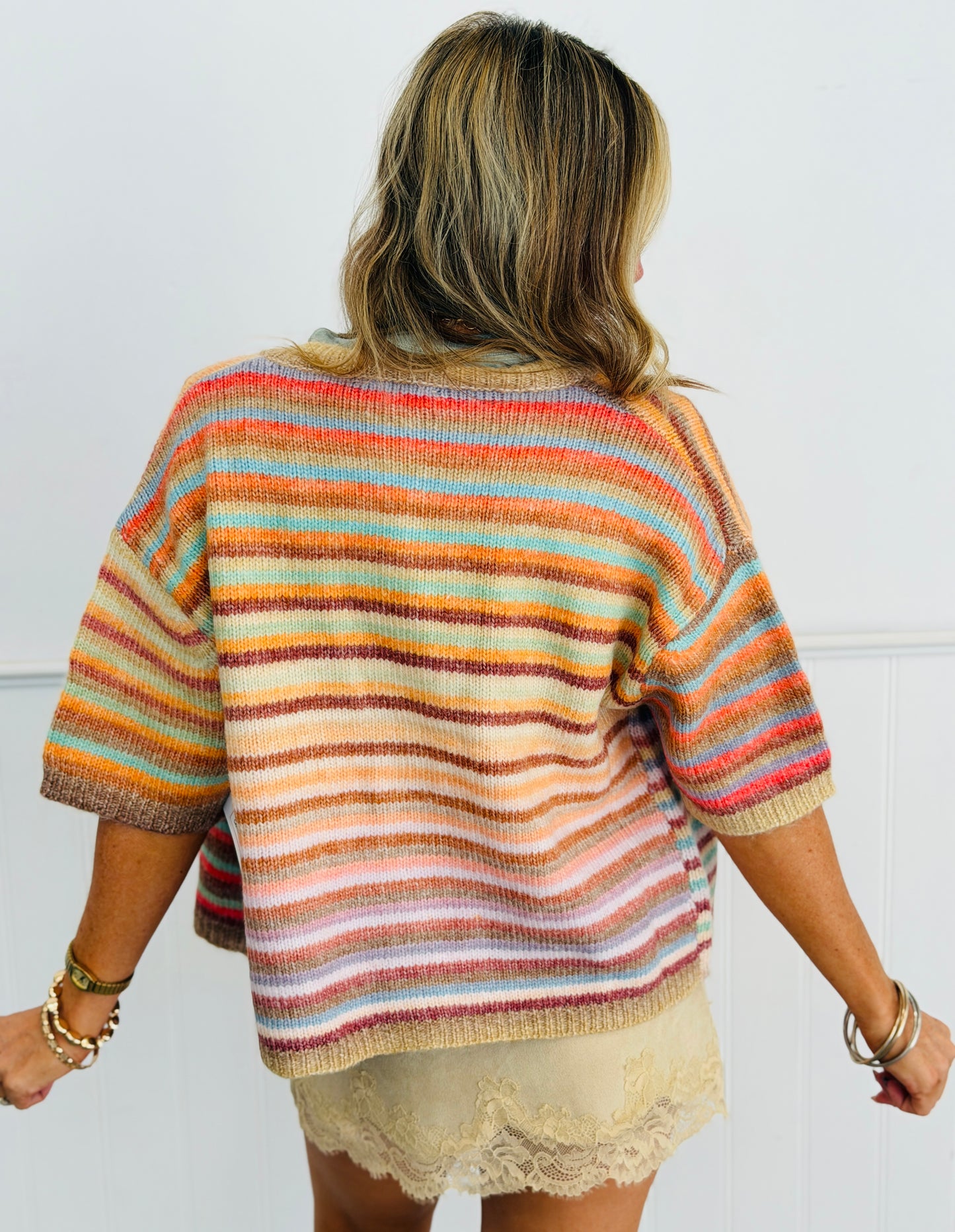 Mocha Mix Striped Button Up Cardigan (Reg.)