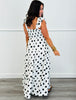 White/Black Polka Dot Tiered Maxi Dress (Reg & Plus)