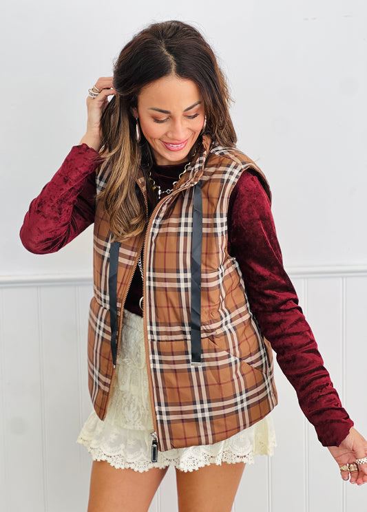Chestnut Plaid Padded Vest (Reg.)