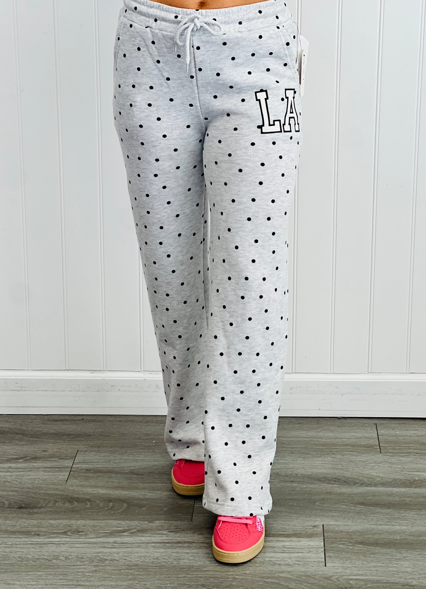 Fleece Polka Dot LA Patch Joggers  (Reg.)-2 Colors