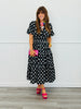 Black Polka Dot Tiered Midi Dress (Reg.)