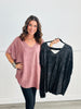 V-Neck Short Sleeve Boxy Top (Reg. and Plus) - 3 Colors