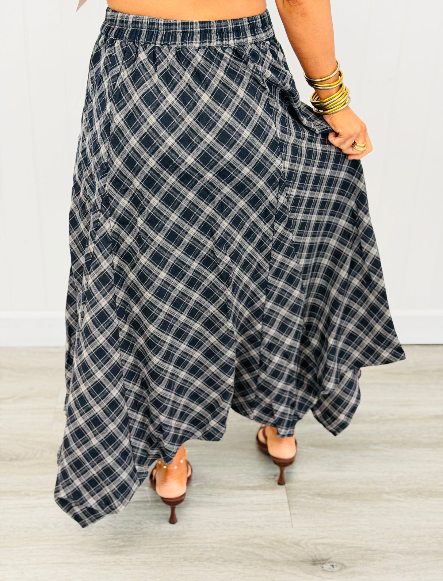 Plaid Midi Handkerchief Skirt (Reg.)-2 Colors