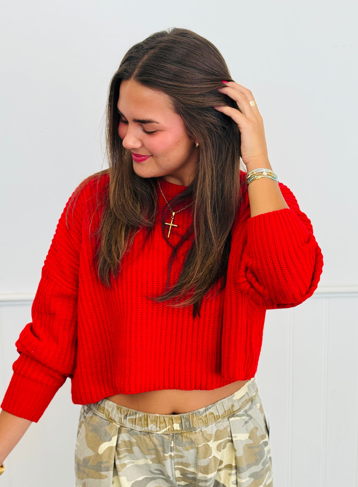 Ribbed Waist Length Sweater Top (Reg.) - 2 Colors