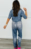 Faux Washed Denim Blue Utility Jumpsuit (Reg & Plus)