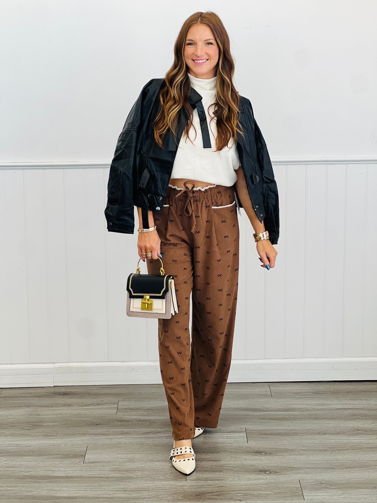 Corduroy Bow Pants (Reg. and Plus) - 2 Colors