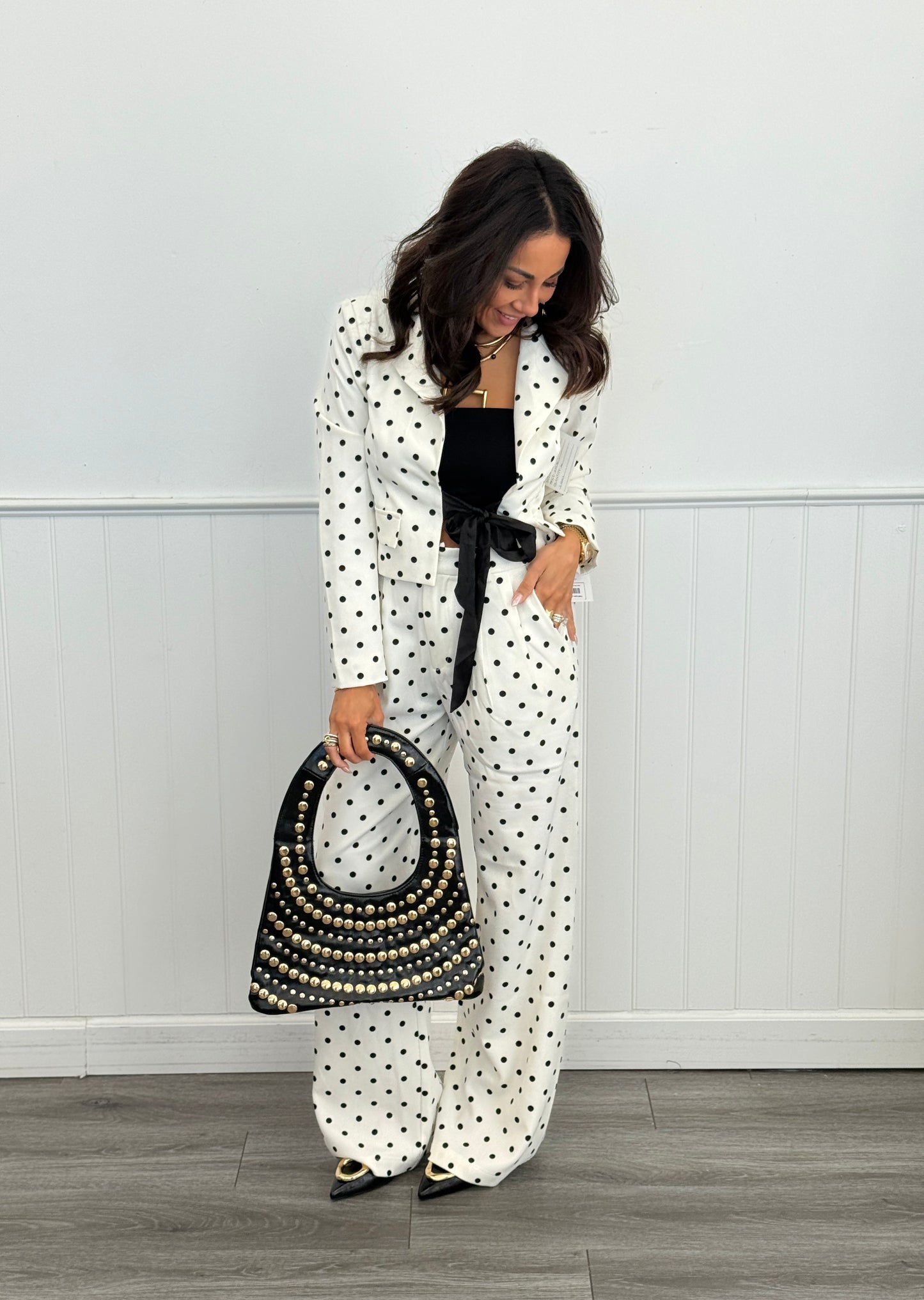 Polka Dot Satin Tie Jacket (Reg.)-2 Colors