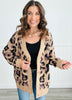 Camel Leopard Button Up Sweater Cardigan (Reg)