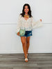 Ivory Eyelet Embroidered V-Neck Top (Reg. and Plus)