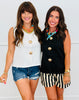 Seashell Buttons Sleeveless Blouse (Reg.) - 2 Colors