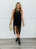 Black Fringe Sleeveless Mini Dress (Reg.)