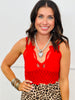POL Cherry Red Lace Smocked Bralette (Reg.)