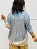 Denim/Ivory Floral & Stripe Button Up Top (Reg. and Plus)