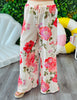 Ivory Multi Floral Printed Sheer Mesh Pants (Reg. and Plus)
