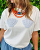 White Crochet Seashells Graphic Tee Top (Reg.)