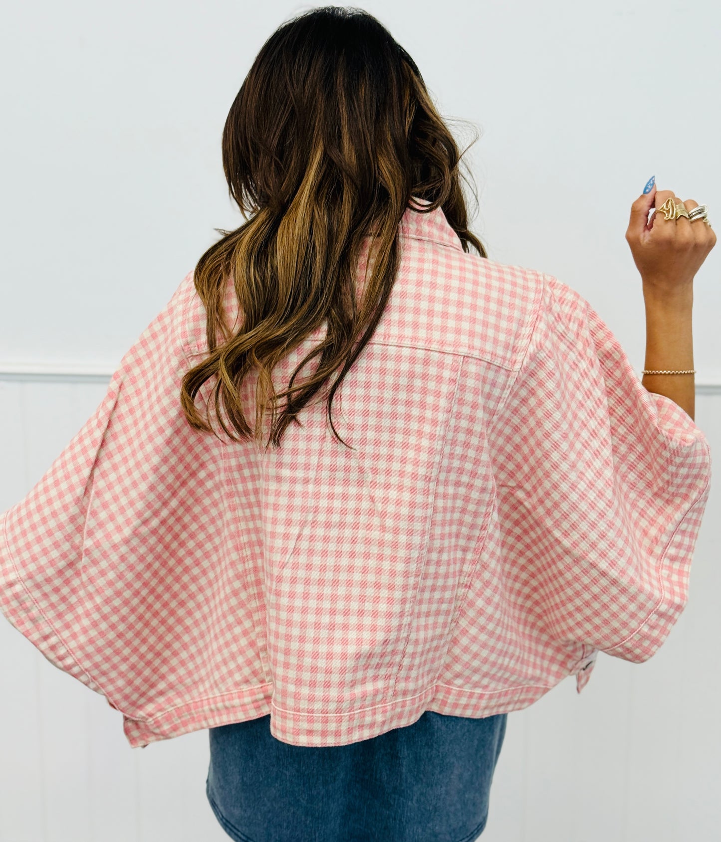 Pink/Mocha Gingham Oversized Jacket (Reg.)