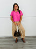 Pink Collared Short Sleeve Top (Reg.)