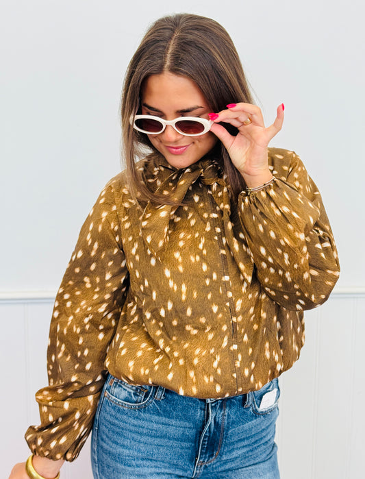 Deer Print Zip Up Jacket (Reg.)
