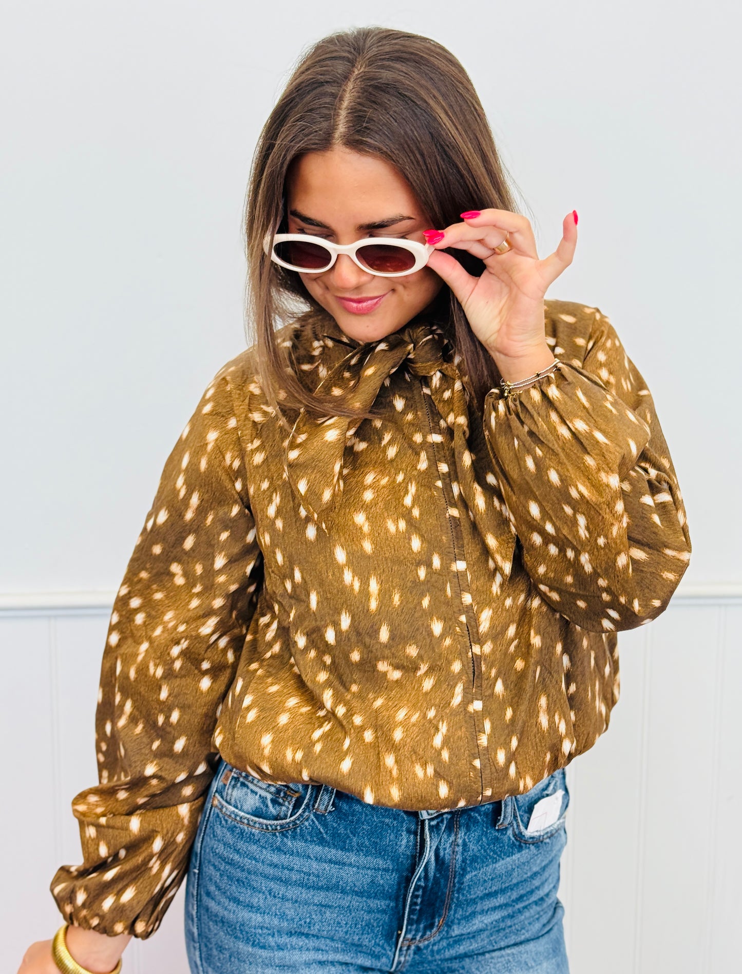 Deer Print Zip Up Jacket (Reg.)