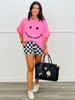 Black/White Checkered Print Pull On Shorts (Reg & Plus)
