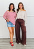 Striped Round Neck Sweater Top (Reg.)-2 Colors