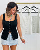 Sleeveless Button Down Top (Reg & Plus)-3 Colors
