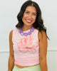 Baby Pink Floral Mesh Side Ruched Top (Reg.)
