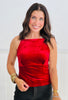 Velvet Back Tie Sleeveless Top (Reg.)-4 Colors