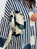 POL Navy Stripe Contrast Peace Marks Shacket (Reg.)