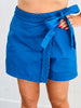 Blue Braided Detailing Front Flap Skort (Reg.)