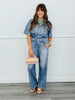 Faux Washed Denim Blue Utility Jumpsuit (Reg & Plus)