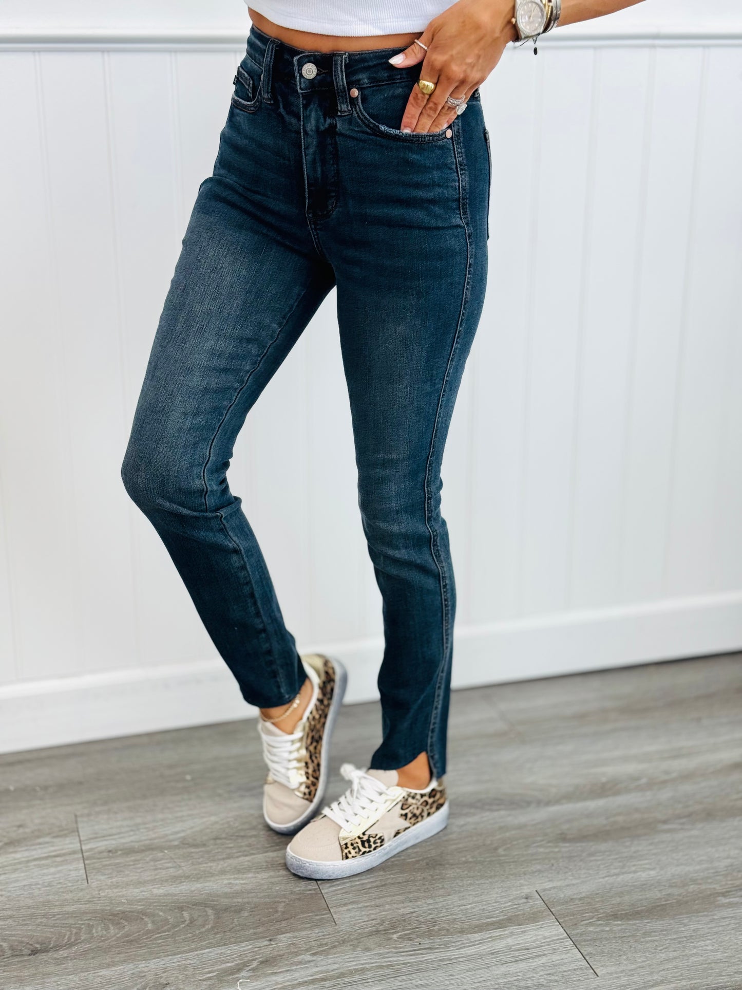 Judy Blue Tummy Control Side Step Skinny Jeans (Reg. and Plus)