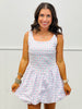 White/Pink Floral Bow Bubble Hem Mini Dress (Reg.)