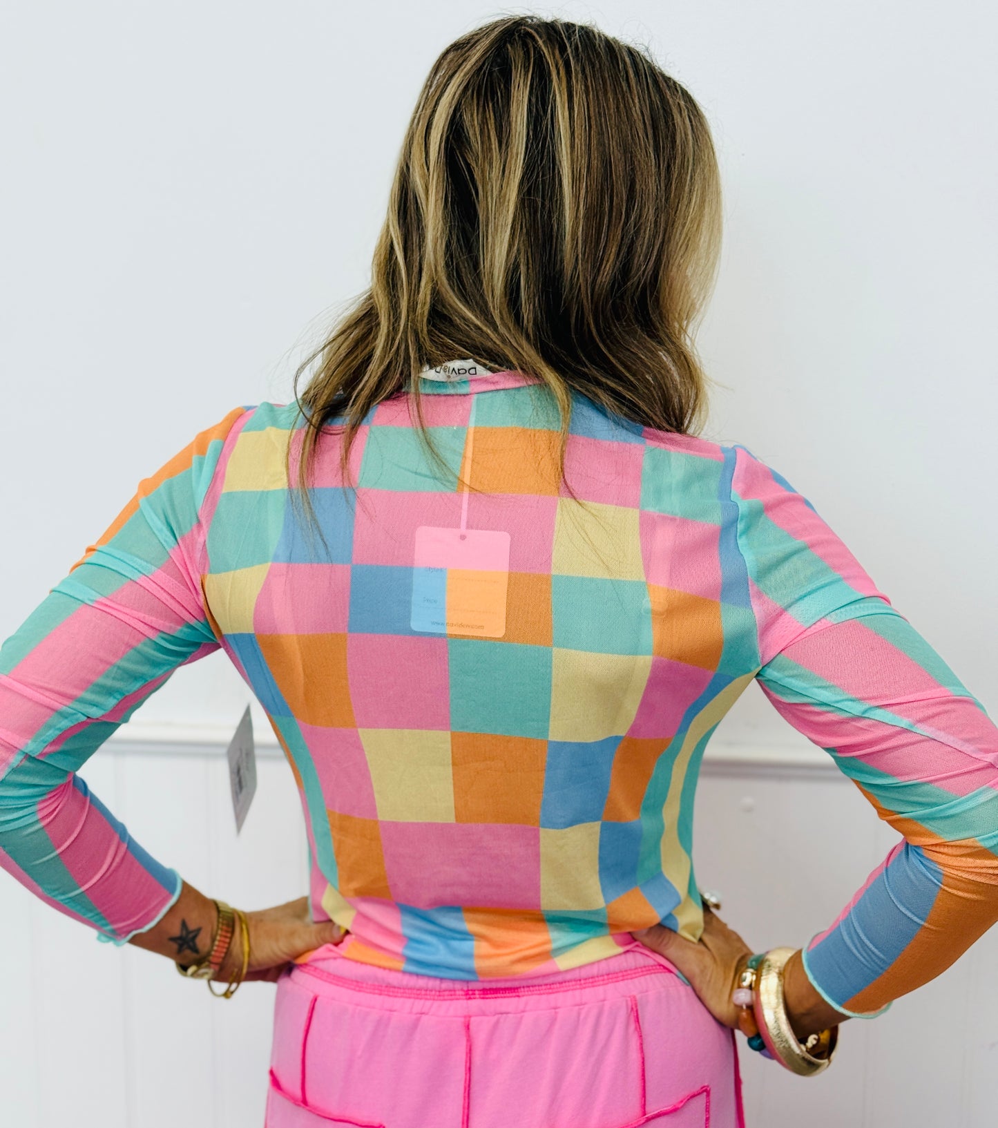Checkered Mesh LS Top (Reg & Plus)