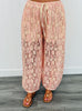 Blush Peach Floral Lace Balloon Pants With Inner Shorts (Reg.)