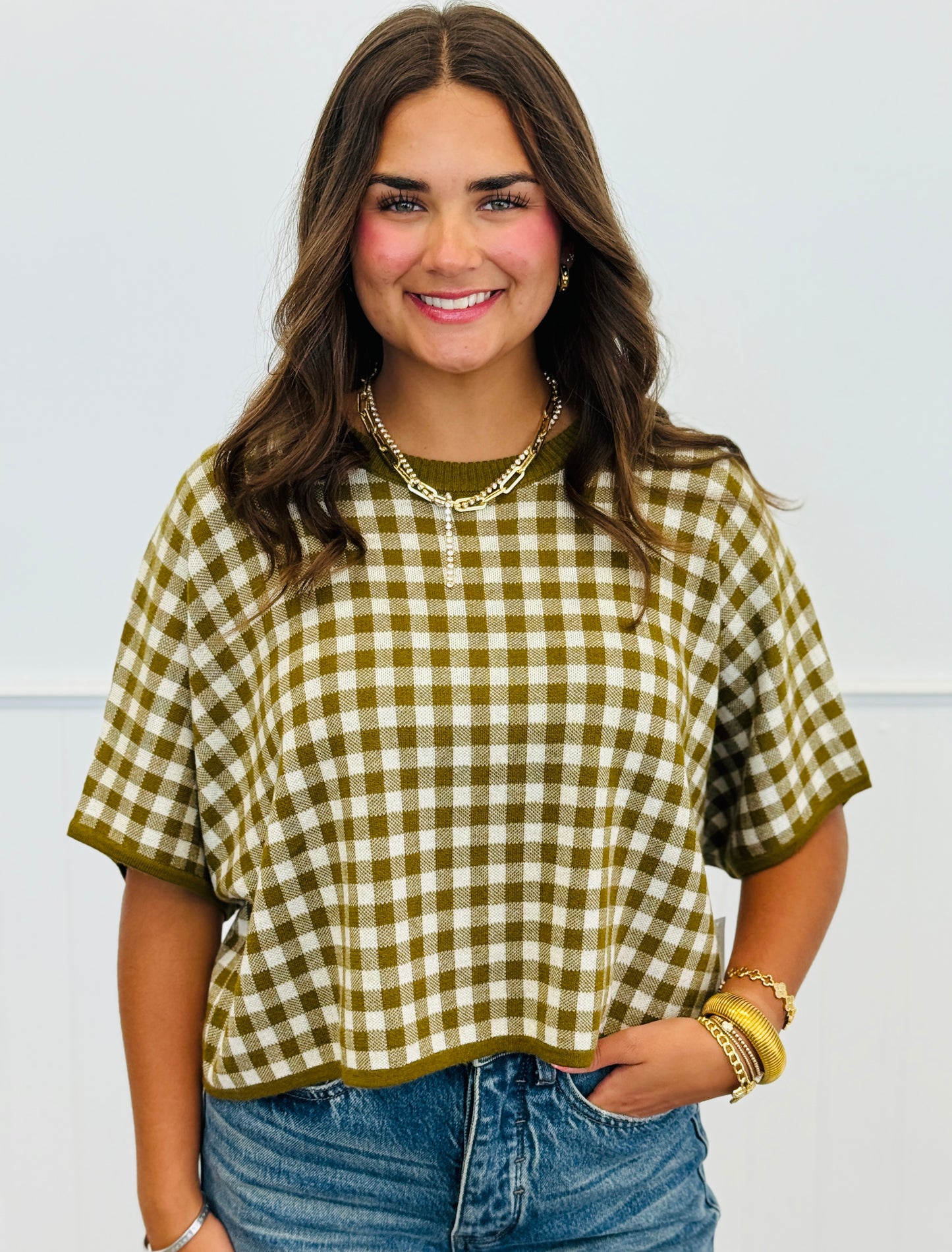 Gingham Short Sleeve Top (Reg.) - 2 Colors