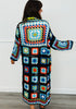 POL Black Crochet Square Maxi Cardigan (OS)
