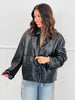 Black Faux Leather Jacket (Reg.)
