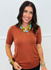 Soft Short Sleeve Sweater Top (Reg. and Plus) - 4 Colors