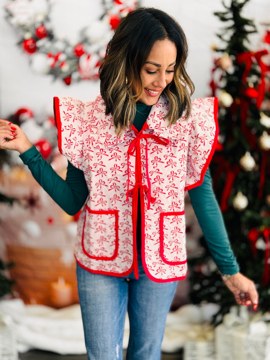 Red Bow Tie Gilet Top (Reg)