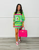 Queen Of Sparkles Green & Pink Striped Knit Skirt (Reg. and Plus)
