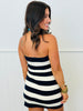 White/Navy Stripe Tube Skort Mini Dress (Reg.)