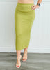 Olive High Waist Knit Midi Skirt (Reg)