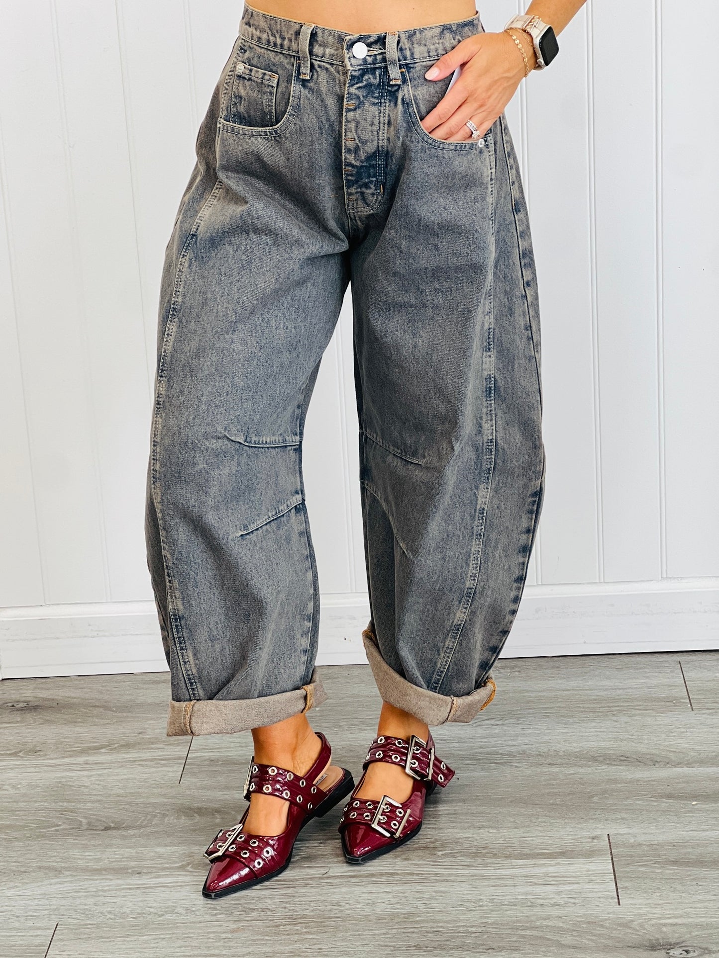 Rustic Denim Barrel Pants (Reg & Plus)