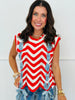 Denim Ribbon Insert Crochet Sweater Vest Top (Reg.)