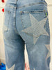 Medium Stone Star Patch Wide Leg Jeans (Reg.)