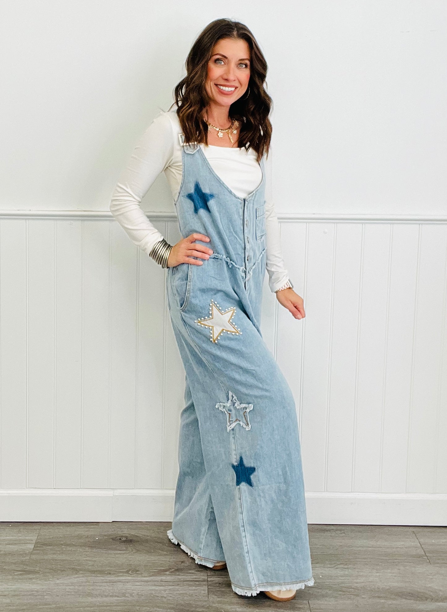 POL Denim Star Patch Overalls (Reg)