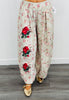 Cloud Cream Rose Print Balloon Pants (Reg & Plus)
