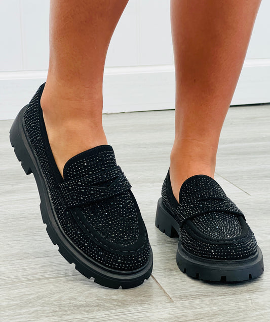 Black All That Glitters Loafers